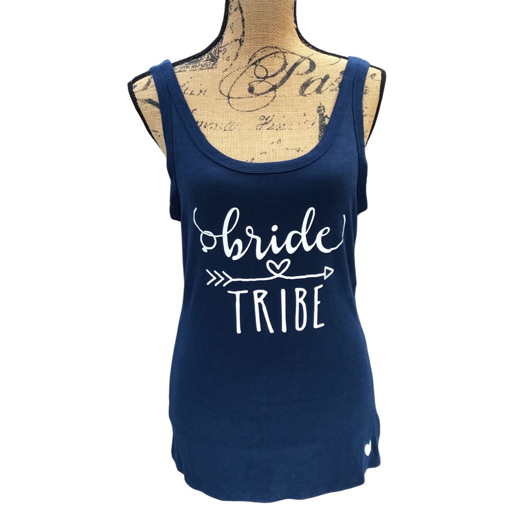 Navy Bride Tribe Heart Arrow Tank Top Sz L 12/14l